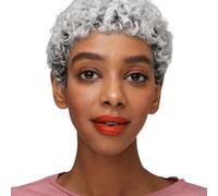 Short Wavy Wig,Synthetic Curly Wigs for Black Women Short Layered Wig Shoulder Length Hair for Daily Party Cosplay Use Halloween Wigs for Women Ladies Fancy Dress Wig