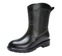 Short Wellies Ladies Waterproof Boots Garden Shoes Women Comfy Fall Boots Womens Rain Hardwearing Slip Non Slip Plastic Cement Rain Shoes Ankle Womens Buckle (Black,5.5)