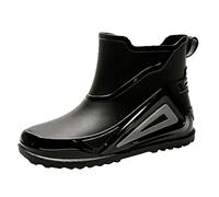 Short Wellies Waterproof Ankle Boots Women Ladies Garden Shoes Boot Cuffs for Women Outdoor Fashion Off Road Mountaineering Lightweight Non Slip Rain Boots Rubber Shoes Fun World Injury Stack Black