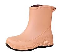 Short Wellies Waterproof Boots for Women UK Ladies Garden Shoes Db Boots Short Rain for Womens Ankle Rainboot Garden Boot Ladies Rubber Outside Work with Comfort Nurture Shoes Women (Brown,4)