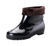 Short Wellies Waterproof Womens Boots Gardening Shoes Women Men Work Uniforms Man Short Cotton Rainboots Rubber Boots for Garden Man Rain Footwear Rain Shoes Winter Booties Men (Black,6)