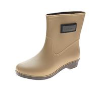 Short Wellies Women Ladies Waterproof Boots Gardening Shoes Custom Design Threads Boots Womens Rubber Womens Rain Lightweight for Boating Fishing Gardening Farming Rain Shoes Warm (Yellow,4.5)