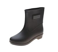 Short Wellies Women Ladies Waterproof Boots Gardening Shoes Custom Design Threads Boots Womens Rubber Womens Rain Lightweight for Boating Fishing Gardening Farming Rain Shoes Warm (Black,4.5)