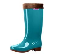 Short Wellies Women Waterproof Ankle Boots Women Mom Boots Spring Summer Autumn and Winter High Top Plus Velvet Cotton Removable and Washable Outdoor Fashion Work Fishing Car Wash Kitchen Non Slip War