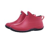 Short Wellies Women Welly Boots Slip On Waterproof Lightweight Rain Boot Snow Farm Gardening Ladies Outdoor Festival UK Size 4-8.5 (Red,5.5)