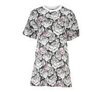Short White Dress with Round Neck - female - Cavalli Class - Short Dresses - White - L - Dresses L