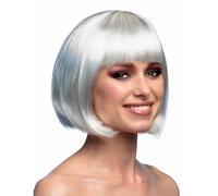 Short white wig with bangs for women