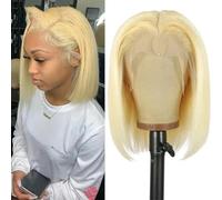 Short Wig 613 Honey Blonde Color Straight Wig 13x4 Lace Front Human Hair Wigs 4x4 Lace Closure Wigs Wig For Woman-#613-16inch (40cm)-13X4 150 Density