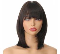 short wigs with air bangs hair bob curly tail wigs synthetic hair natural black color hair wigs for women party-DM48-4-16inches