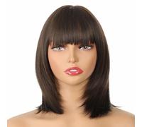 short wigs with air bangs hair bob curly tail wigs synthetic hair natural black color hair wigs for women party-DM48-96A-16inches