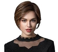 Short Women's Diagonal Bangs Pixie Cut Natural and Stylish Synthetic Heat-Resistant Wig, Easy to Clean and Easy to wear Quality Wig Brown,11in (Brown 11in)