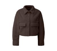 Short Wool Look Jacket with Shirt Collar and Patch Pockets for Women QS Marron S
