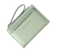 Short Zip Wallet, Zip Wallet with Wrist Strap, Lightweight Credit Card Holder with Lanyard, Design with Short Coin Purses and Large Capacity Card Slots for Teenag, Green, see description, See