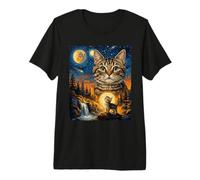 Shorthair Cat Howling to The Moon Premium T-Shirt