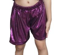Shorts for Boys - Performance Dance Shorts for Boys Stretchy Glitter Fitted Trunks Stage Show and Practice Costume Purple