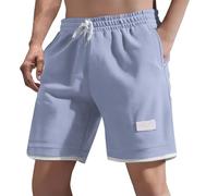 Shorts for Men Short Sleeve, Waffle Solid Shorts Relaxed fit, Light Thin Breathable Sports Pants, Elastic Waist Drawstring Half Pants with Pockets, Summer Classic Basic Short for Men Adult Grey