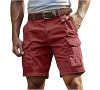 Shorts for Men Summer Outdoor Combat Cargo Shorts Quick Dry Breathable Cotton Multi-Pockets Workwear Casual Knee Length Pants Elasticated Waist Plain Lightweight Comfort Stretch Chino Short