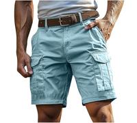 Shorts for Men Summer Outdoor Combat Cargo Shorts Quick Dry Breathable Cotton Multi-Pockets Workwear Casual Knee Length Pants Elasticated Waist Plain Lightweight Comfort Stretch Chino Short