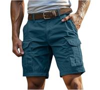 Shorts for Men Summer Outdoor Combat Cargo Shorts Quick Dry Breathable Cotton Multi-Pockets Workwear Casual Knee Length Pants Elasticated Waist Plain Lightweight Comfort Stretch Chino Short