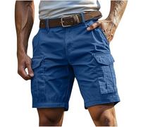 Shorts for Men Summer Outdoor Combat Cargo Shorts Quick Dry Breathable Cotton Multi-Pockets Workwear Casual Knee Length Pants Elasticated Waist Plain Lightweight Comfort Stretch Chino Short