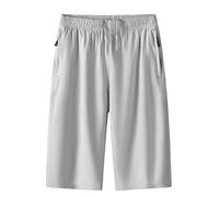 Shorts for Men UK Chino, Drawstring Loose Fit Summer Beach with Elasticated Waist Plus Size Mens Casual Holiday Clothes (7XL, Gray)