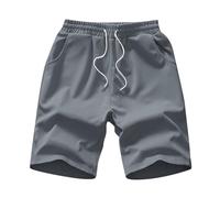 Shorts For Men Uk - Mens Spring And Summer Street Leisure Sports Pocket Drawstring Stretch Waist Solid Cargo Shorts (Grey Xxl)