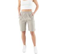 Shorts for Womens UK Pockets Lightweight Elasticated Holidays Easy Care Ladies Travelling Pull on Comfy Lounge Shorts Plus Size (16, Beige (Shorts)