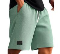 Shorts Men Smart Casual Waffle Shorts Elastic Waist Drawstring Half Pants Solid Colour Designer Bottoms with Pockets Loose Fit Breathable Short Trousers Summer Fashion Loungewear