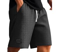 Shorts Men Smart Casual Waffle Shorts Elastic Waist Drawstring Half Pants Solid Colour Designer Bottoms with Pockets Loose Fit Breathable Short Trousers Summer Fashion Loungewear