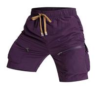 Shorts Men's Shorts Men's Shorts Summer Men's Loose Quick-Drying Work Five Minute Shorts Outdoor Pocket Nylon Shorts Six Pocket Model Casual Versatile Work Trousers Sweatshirt, Dark purple, 4XL