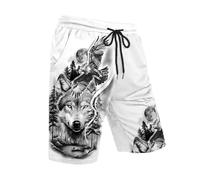 Shorts Viking Costume Men's Shorts Work Shorts 3D Printed Training Shorts Multiple Pockets Hiking Shorts Casual Quick Drying Outdoor Shorts Trendy Men's Shorts, S White, XL