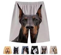 Shorts with Dog Face on Butt, 3D Graphic Funny Dog Beach Boxer Shorts, Funny Short for Men and Women. (B,L)