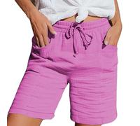 Shorts Women Knee Length Cropped Trousers Ladies Solid Drawstring Hot Pants with Pockets Half Length Capri Bermuda Shorts Buy Again My Orders