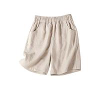 Shorts Women Summer Elastic Waist Pull On Women's Short Pants with Pockets Cotton Linen Lightweight Ladies Short Lounge Loose Outdoor Comfort Color Solid Soft Women's Shorts for Summer Casual