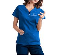 Shorts Women's Elegant Women Casual Soft Pots Shirt Short Sleeve V-Neck Zip Pocket Shirt Caring Workers T-Shirt Top Christmas Robe, blue, M