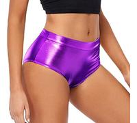 Shorts Women's Summer Shorts High Waisted Metallic Booty Shorts for Women Rave Trousers for Dancing Hot Pants Clubwear Jack & Men's Shorts, purple, M