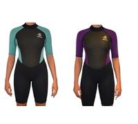 Shorty Womens Wetsuit 3mm Neoprene Ladies Swim suit, back zip, perfect for Scuba Diving, snorkelling Summer wild swimming stand up paddleboarding (UK10, Teal)