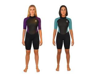 Shorty Womens Wetsuit 3mm Neoprene Ladies Swim suit, back zip, perfect for Scuba Diving, snorkelling Summer wild swimming stand up paddleboarding (UK20, Mulberry)