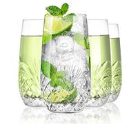 SHOSHIN Hand Cut Highball Glasses Crystal (Set of 4, 17Oz) - Elegant Tall Water Juice Drinking Glasses Large, Everyday Beverage Glasses, Tall Cocktail Glasses Perfect for Restaurant, Kitchen, Bar