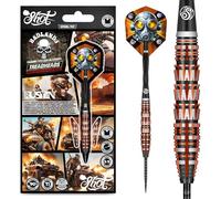 Shot! Badlands Rustin Steel Tip Dart Set-90% Tungsten Barrels Handcrafted Professional Dart Set & Flights Made in New Zealand, Steel Tip Darts for Bristle Dartboard (23, Grams)