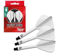 Shot! Darts Flight Deck One Piece Dart Flight and Shaft System, Reduced Deflections, Kite Shaped Flight White (350 Micron) Available in Set of 3 (White, Inbetween)