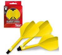 Shot! Darts Flight Deck One Piece Dart Flight and Shaft System, Reduced Deflections, Standard Shaped Flight (350 Micron), Available in Set of 3 (Yellow, Medium)