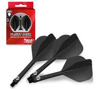 Shot! Darts Flight Deck One Piece Dart Flight and Shaft System, Reduced Deflections, Standard Shaped Flight (350 Micron), Available in Set of 3, Inbetween Length & Black Colour