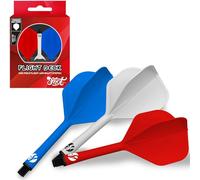 Shot! Darts Flight Deck One Piece Dart Flight and Shaft System, Reduced Deflections, Standard Shaped Flight (350 Micron), Available in Set of 3 (Red Blue White, Medium)
