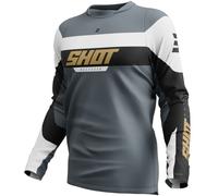 Shot Devo League Motocross Jersey, black-grey-white, size M for Men