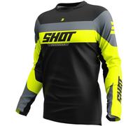 Shot Devo League Motocross Jersey, black-grey-yellow, size M for Men