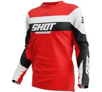 Shot Devo League Motocross Jersey, black-white-red, size L for Men
