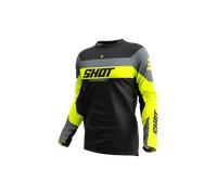 Shot Devo League Motocross Jersey, black-grey-yellow, size S for Men