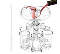Shot Dispenser, Shot Glass Dispenser with 6 Shot Glasses and Holder, Party Drink Dispenser, for Party,Home, Bar
