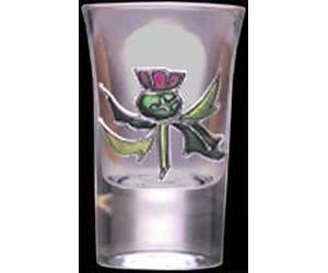 Shot (Dram) Glass in a Scottish Thistle Design. Handpainted and designed in the UK by Beverley Gallagher, these significant and expressive gifts are ideal for Father’s Day, birthdays, anniversaries, Scottish Weddings, engagements, Christmas, Hogmanay, Valentine’s Day, Mother’s Day, Easter, St Andrew’s Day, and special celebrations.